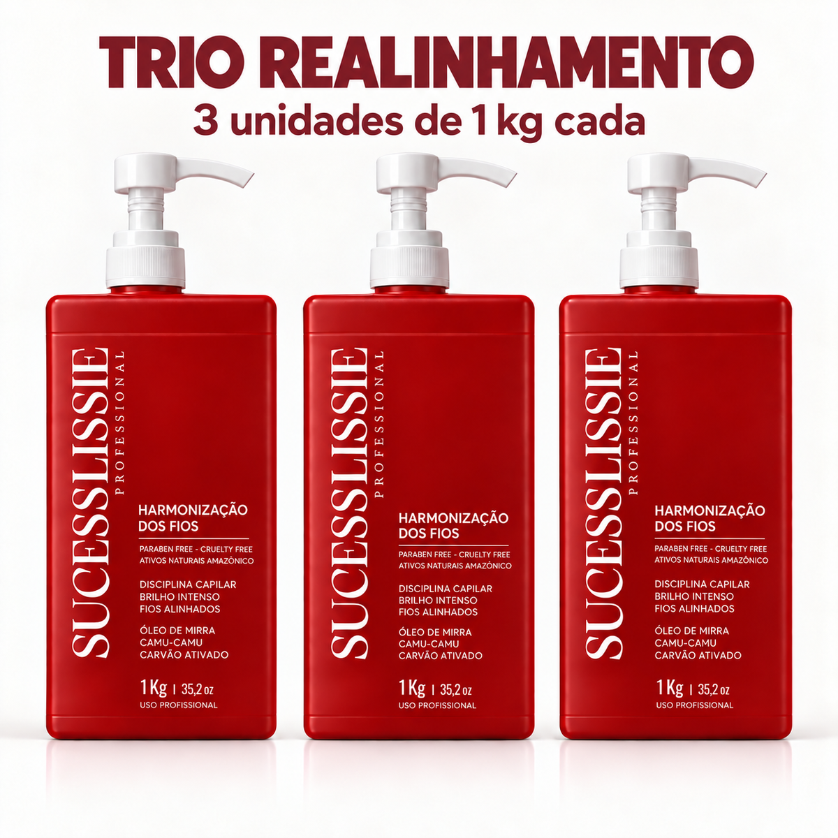 Kit com 3 Progressivas Harmonização dos Fios Sem Formol – 3x1kg