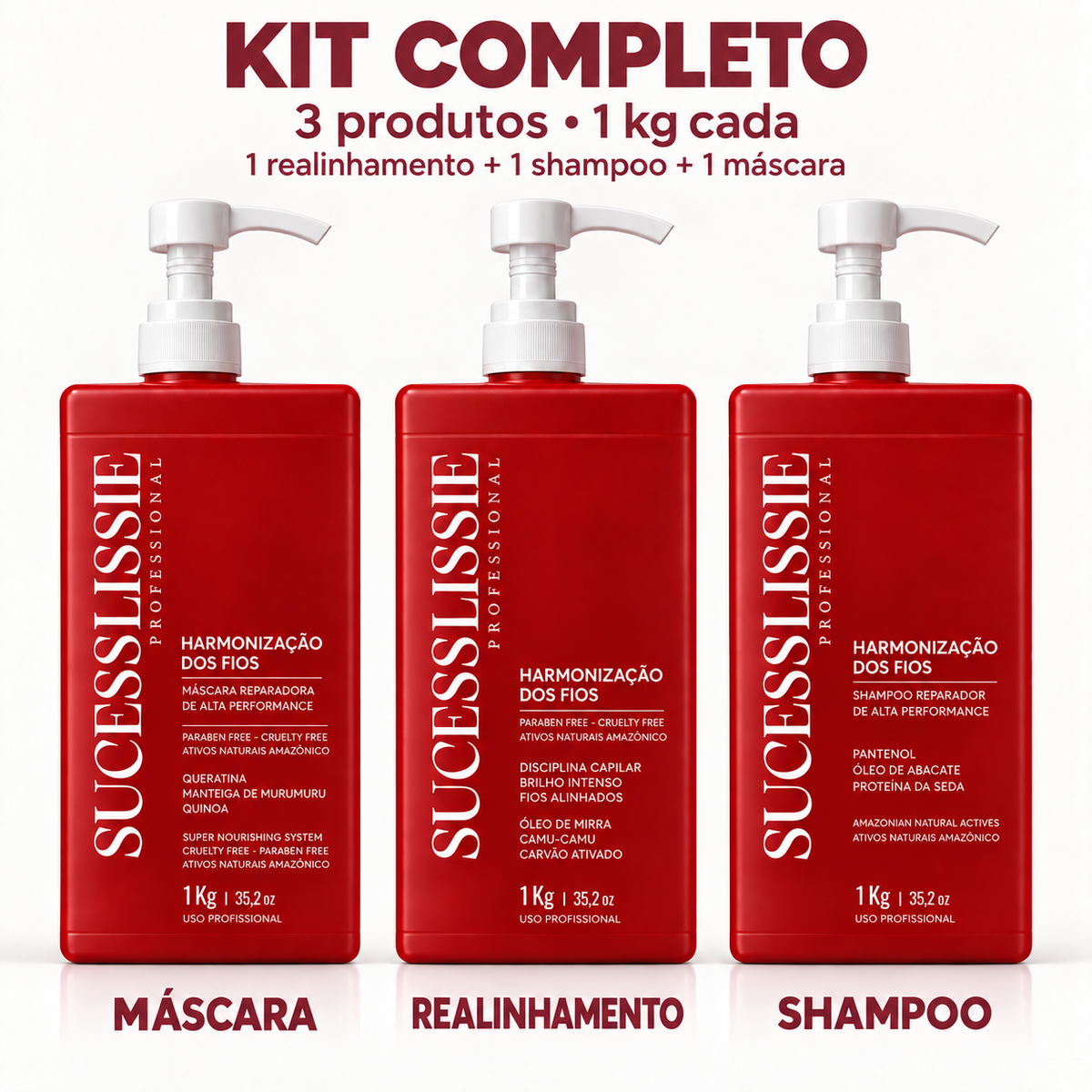Kit Completo Harmonização dos Fios  Progressiva Sem Formol + Shampoo + Máscara 3x1kg – ( Envio imediato)