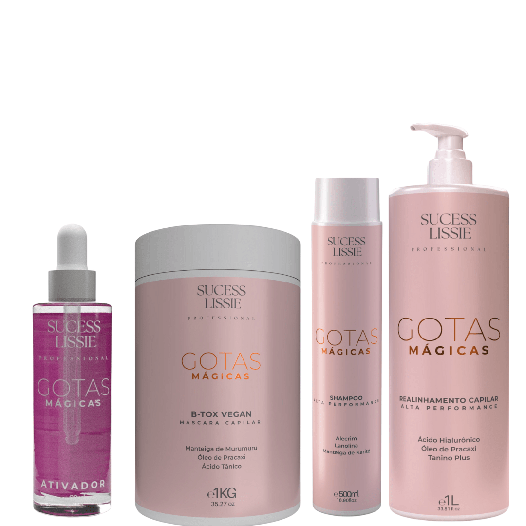 KIT COMPLETO GOTAS MÁGICAS (SEM FORMOL) ENVIO IMEDIATO - SUCESS LISSIE PROFESSIONAL