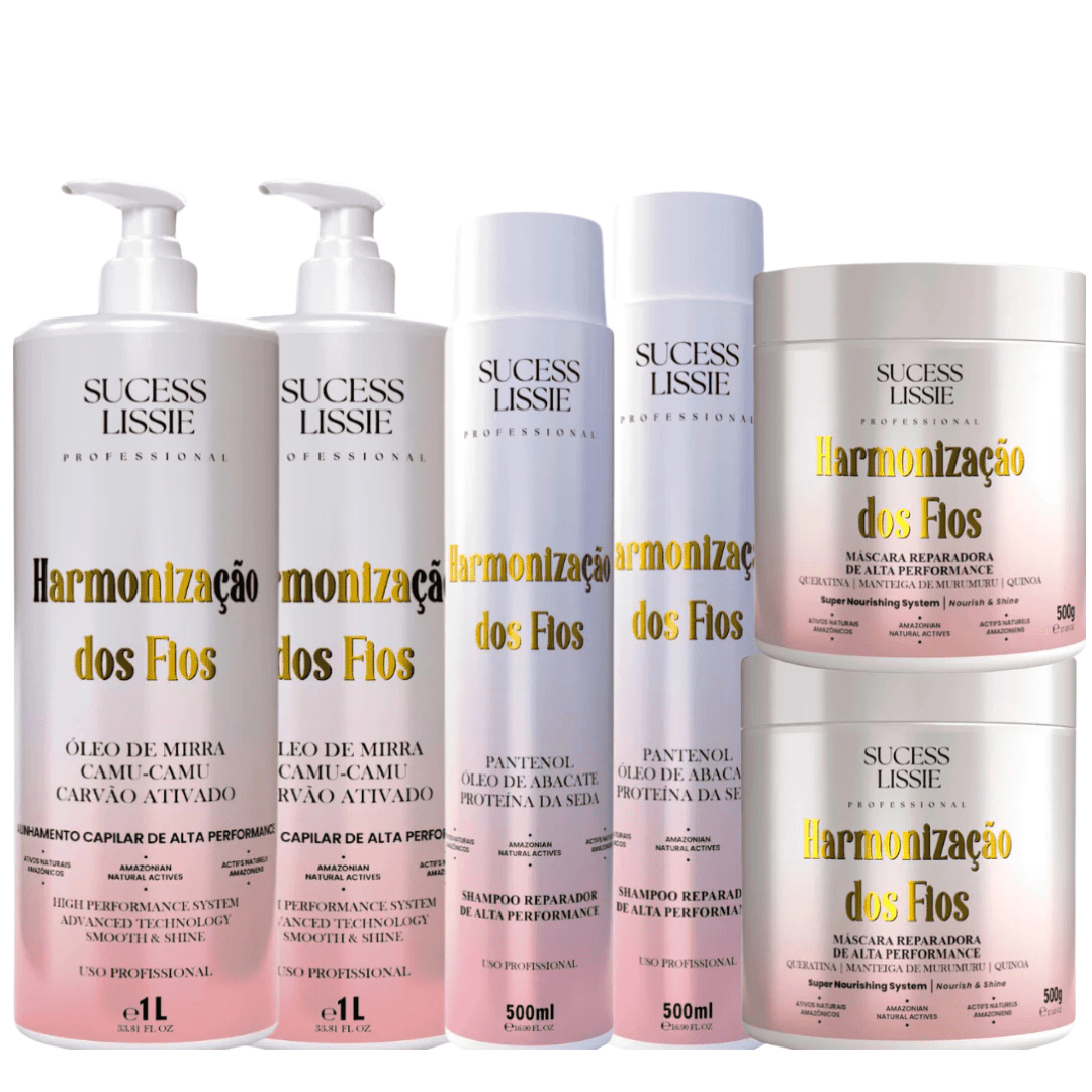 KIT ESSENCIAL HARMONIZAÇÃO DOS FIOS 100% SEM FORMOL - SUCESS LISSIE PROFESSIONAL