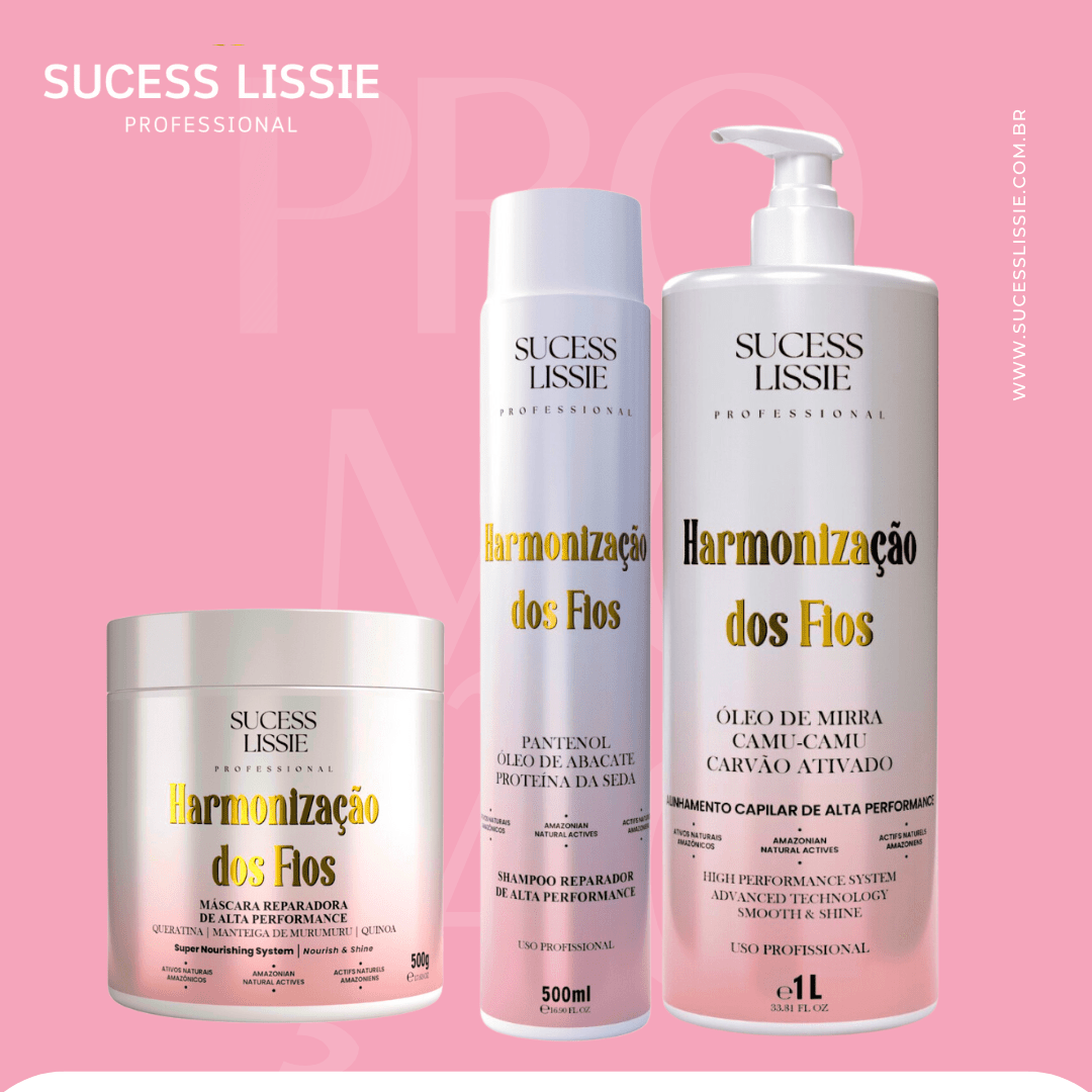 KIT HARMONIZAÇÃO DOS FIOS 100% SEM FORMOL ( GANHE CUMBUCA PINCEL ) - SUCESS LISSIE PROFESSIONAL